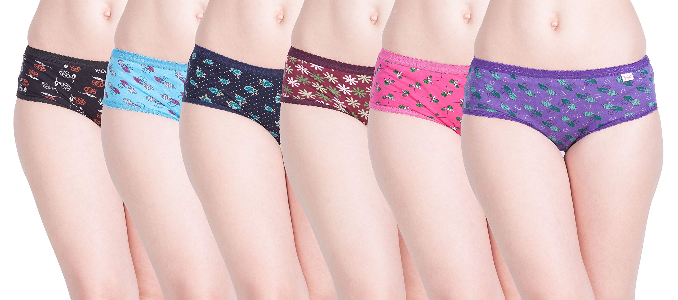 Lux Touch Women's Cotton Panty (Pack of 6)(Colors & Print May Vary)