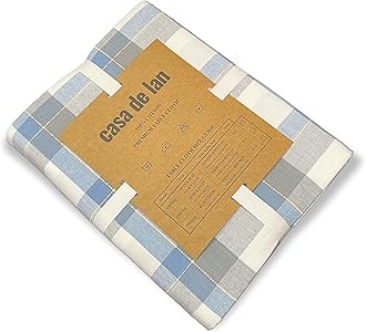 Rectangle Table Cloth - Table Cover - Cotton Mitered Stitched - Checks Table Covers for Kitchen Dining, Wedding, Decorations, & Parties - 60x104 in - Blue Tartan