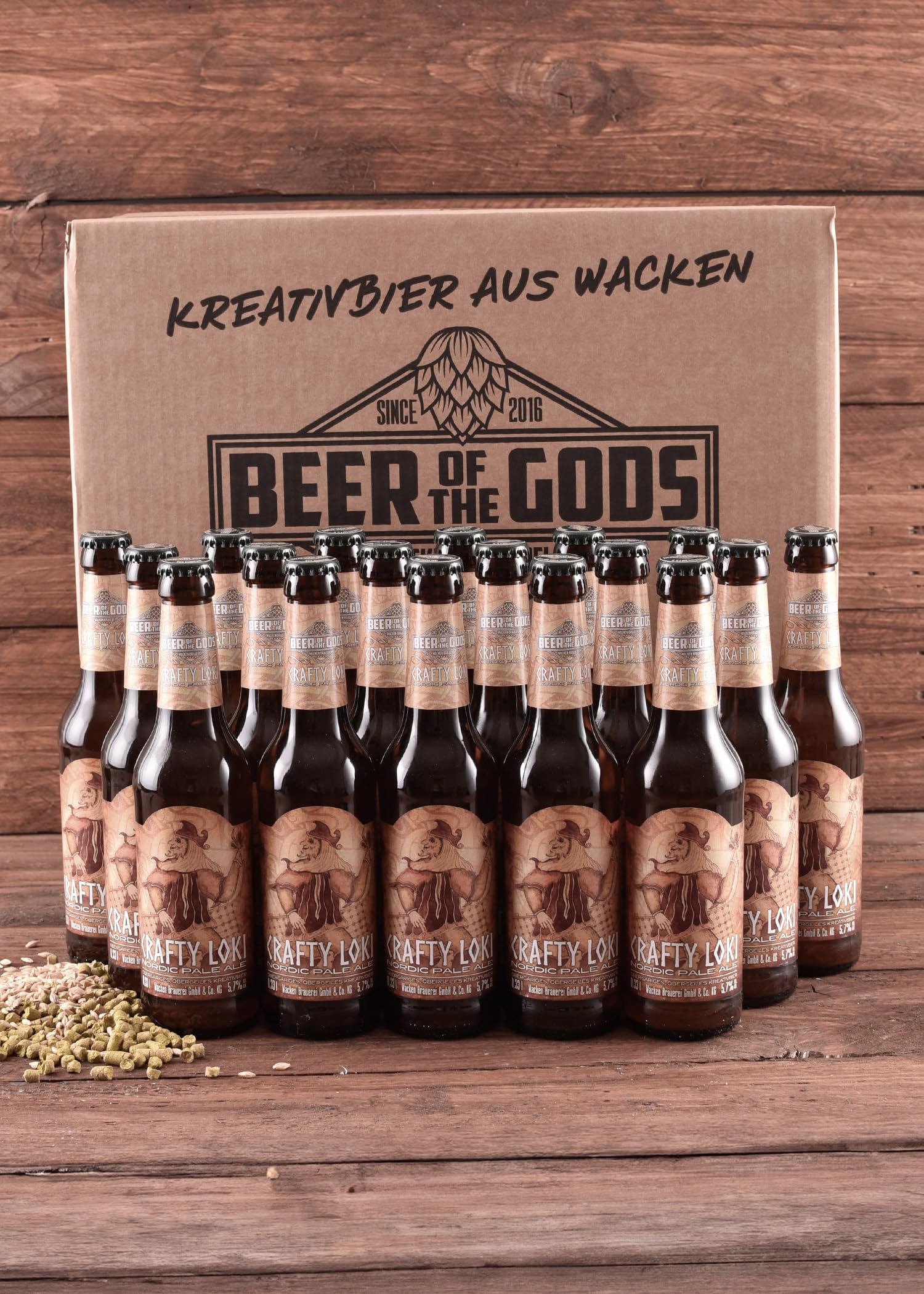 Wacken Brauerei Crafty Loki - Pack de cervezas caseras - 20 botellas de 0,33 l de cerveza nórdica ale clara - La cerveza de los dioses - 2° premio en el World Beer Award