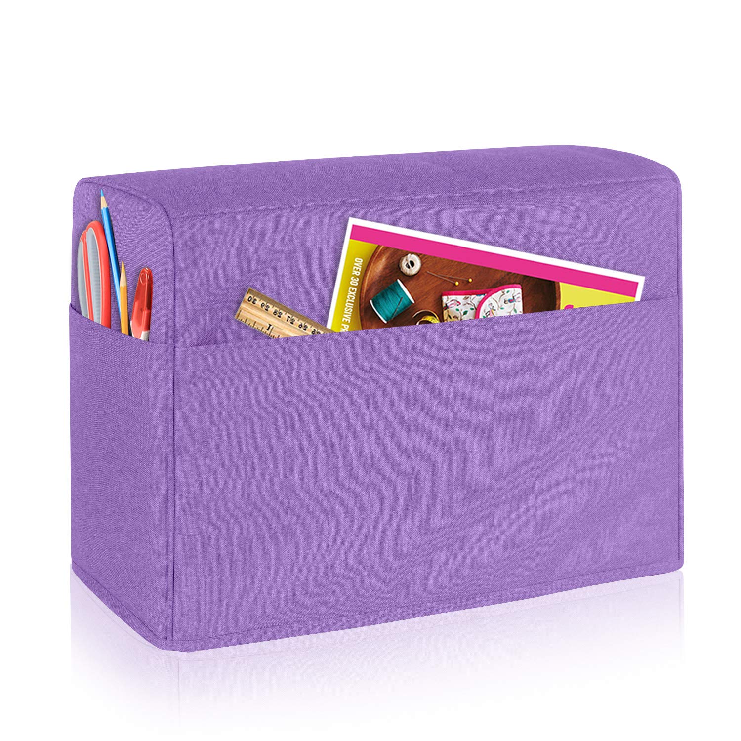 Luxja Dust Cover for Sewing Machine, Sewing Machine Cover with Pockets for Extra Accessories (Compatible with Brother and Singer), Purple