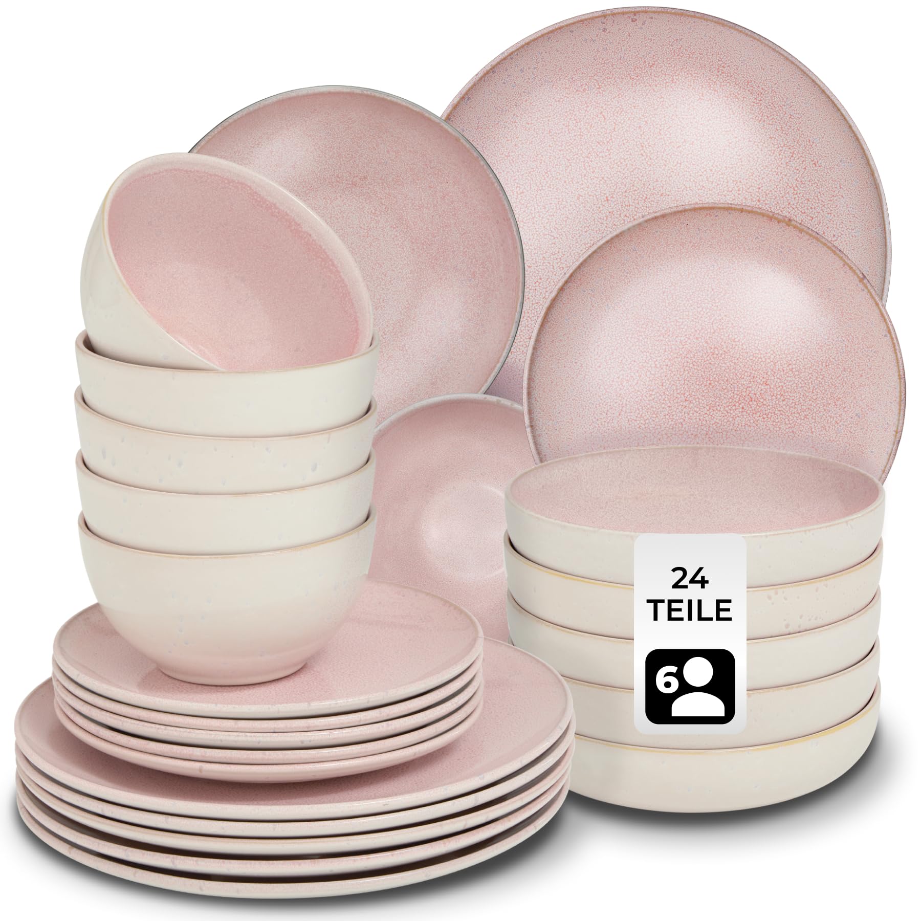 tectake Tafelservice Mare Coral Blush