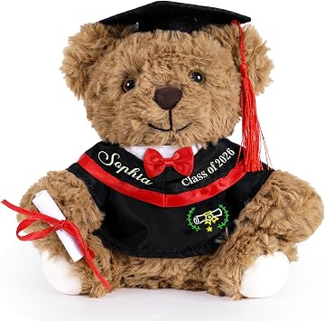 Personalized Graduation Teddy Bear 2026 with Cap & Gown, Custom Name Graduation Bear Plush, Class of 2026 Stuffed Animal Graduation Gift for Her Him Kids Boys Girls, Kindergarten to College Graduates