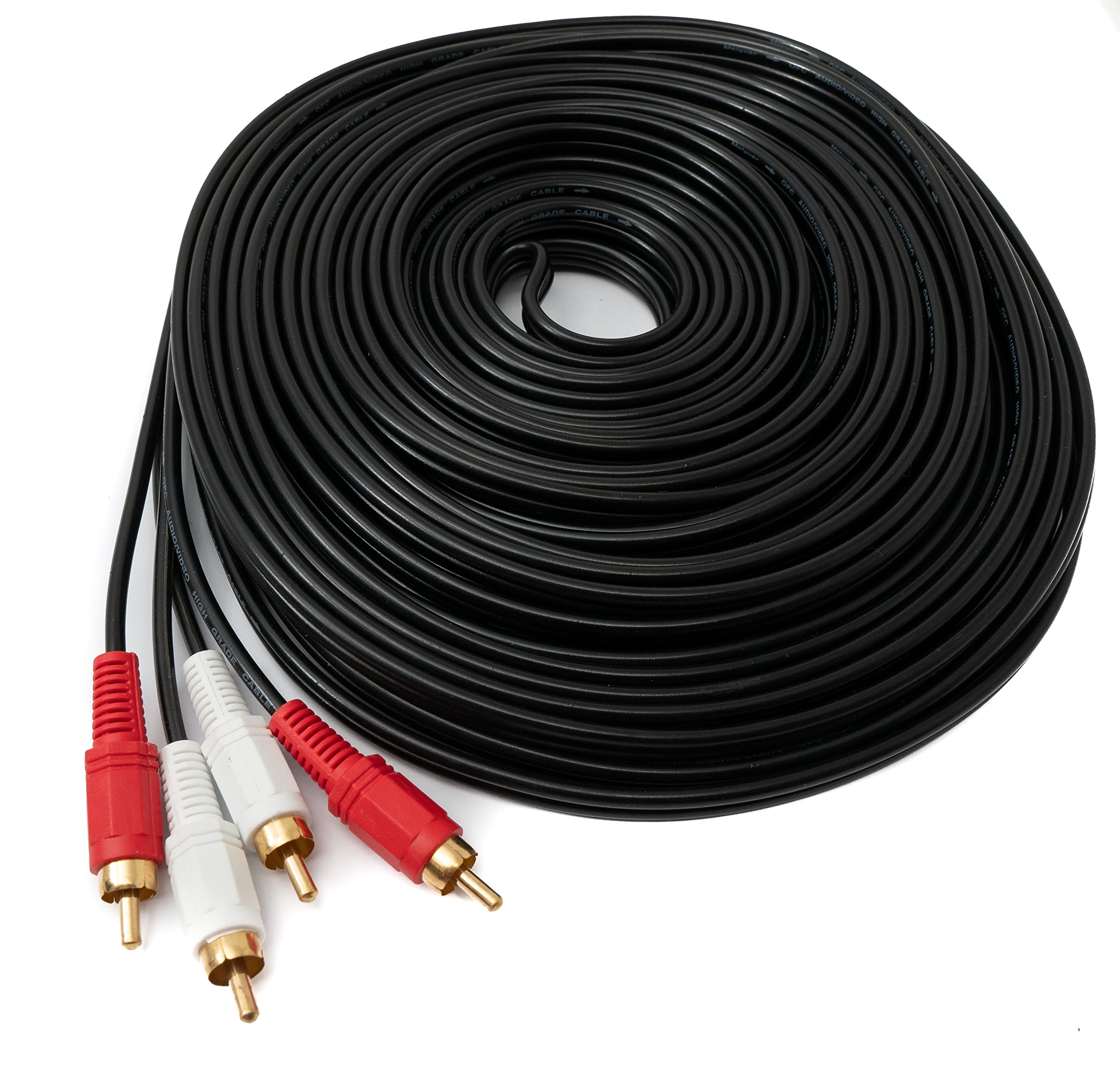 System-S Cable RCA 2 RCA de 20 m macho a macho, adaptador AV estéreo en negro