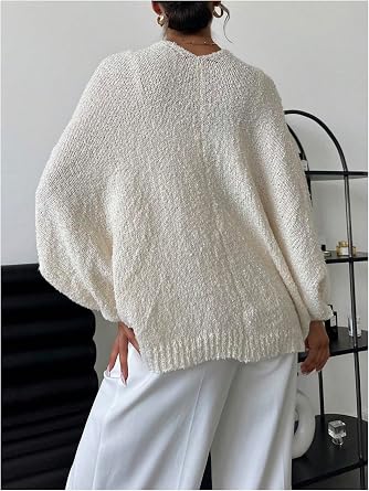 GORGLITTER Women's Bat Wing Wrap Tops Cropped Light Weight Oversized Sweater V Neck Pullover Knit Top Teacher Outfits