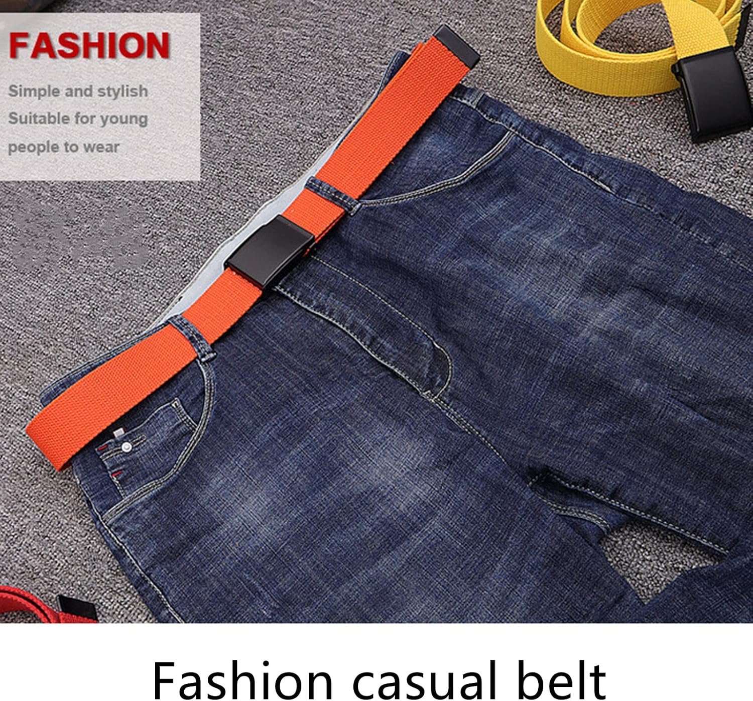 Belt for Men Women Plus Size Canvas Web Belts with Military Flip-Top BlackAlloy Buckle, 2 Pcs