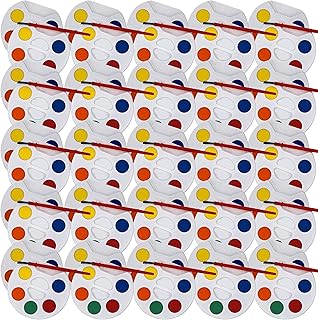 Color Swell Bulk Watercolors Round Paint Pack with Brushes - 50 Sets with 5 Washable Colors Each - Great for Kids, Classrooms, Parties, Students, Donations, Party Favors, All Ages