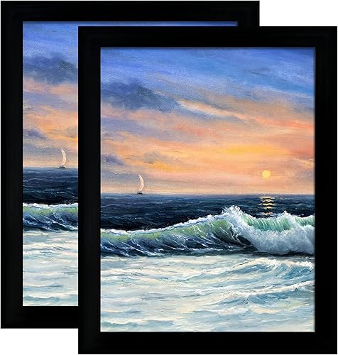 LUCKYLIFE Marco para póster de 24 x 36 pulgadas, madera maciza negra con plexiglás (2 unidades)