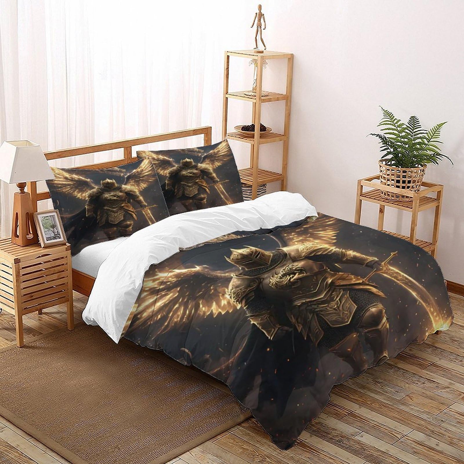 Housse de couette chevalier dragon pour transformer une chambre adulte en univers gothique 3D