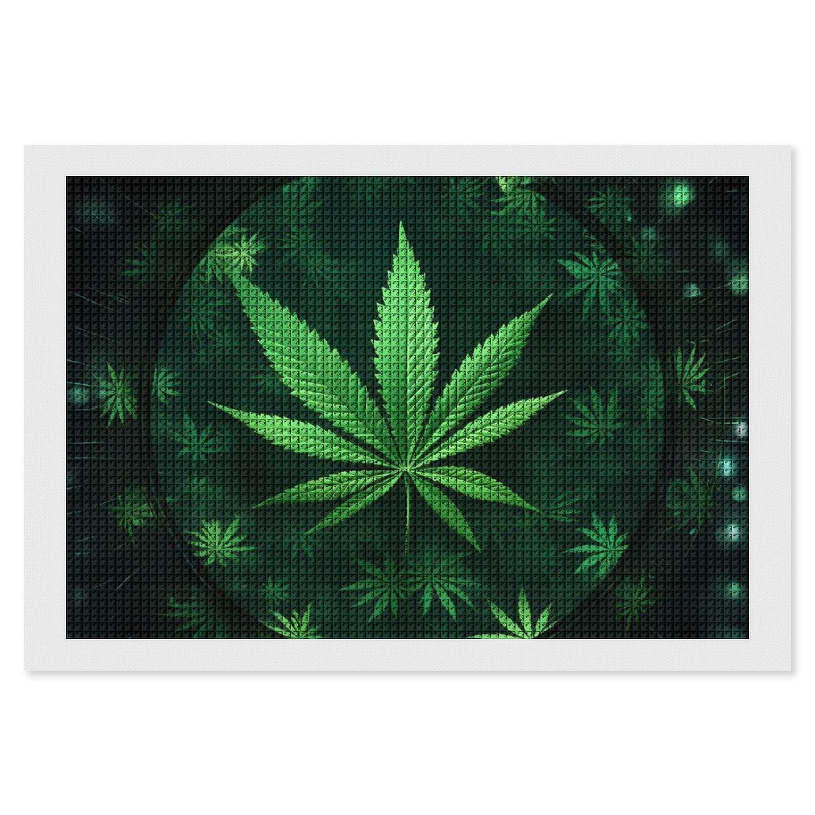 Marijuana Leaf 5D Diamond Painting Kit – 12x16 Inch, DIY Cannabis Art, Rhinestone Embroidery Craft - View #5