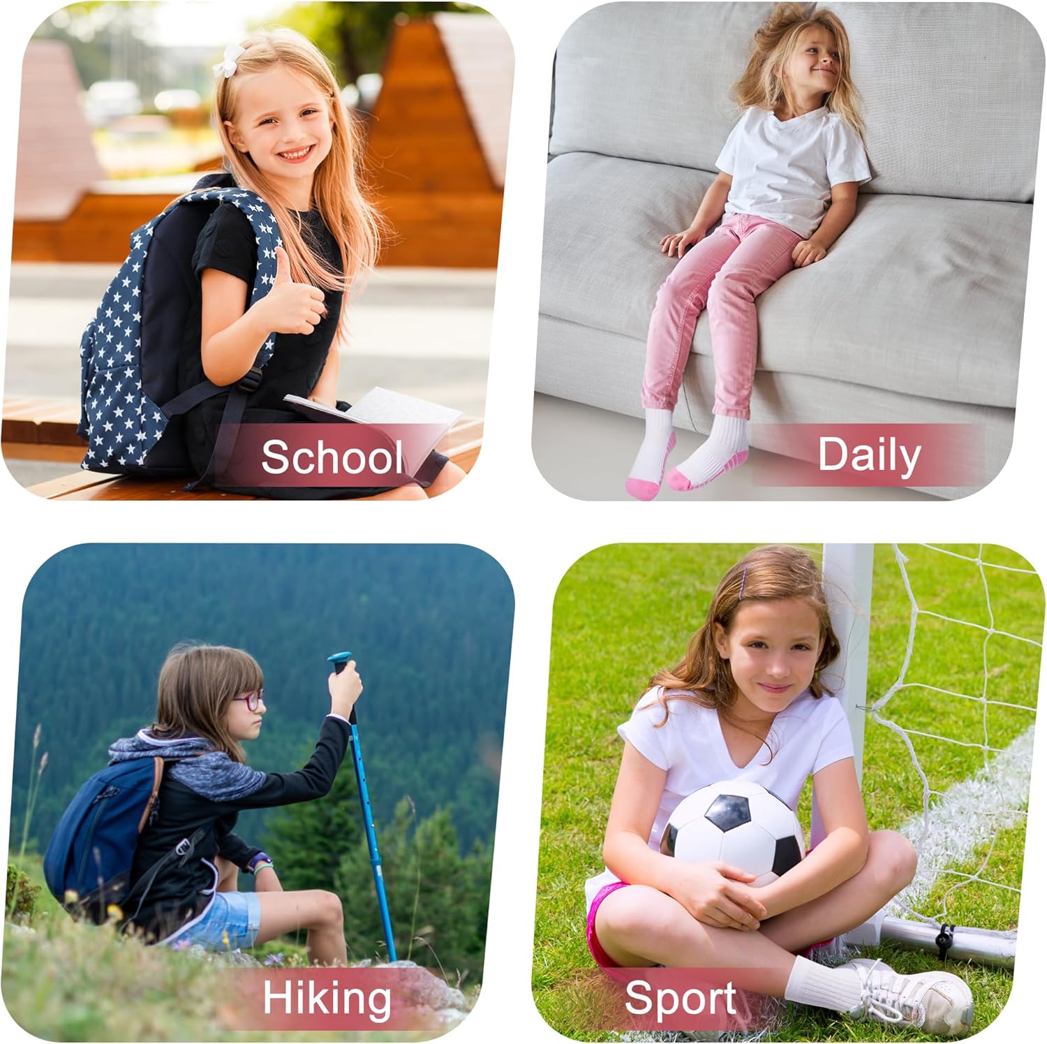 12 Pairs Kids Socks Girls Sock Crew Athletic Mid Calf Cut Cotton Socks for Girls Kids Toddler 1-14 Years - Image 2