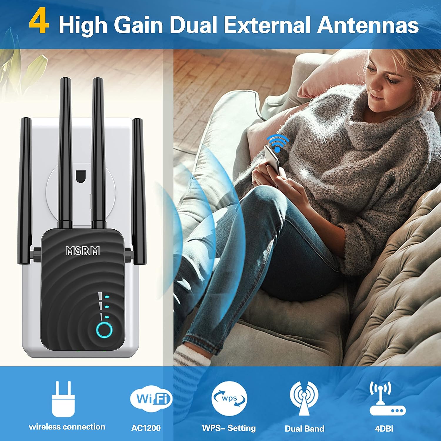 2021 Upgraded WiFi Extender WiFi Range Extender Wireless Internet Booster Cover up to 3000 sq.ft & 30 Device Wireless Signal Booster Repeater