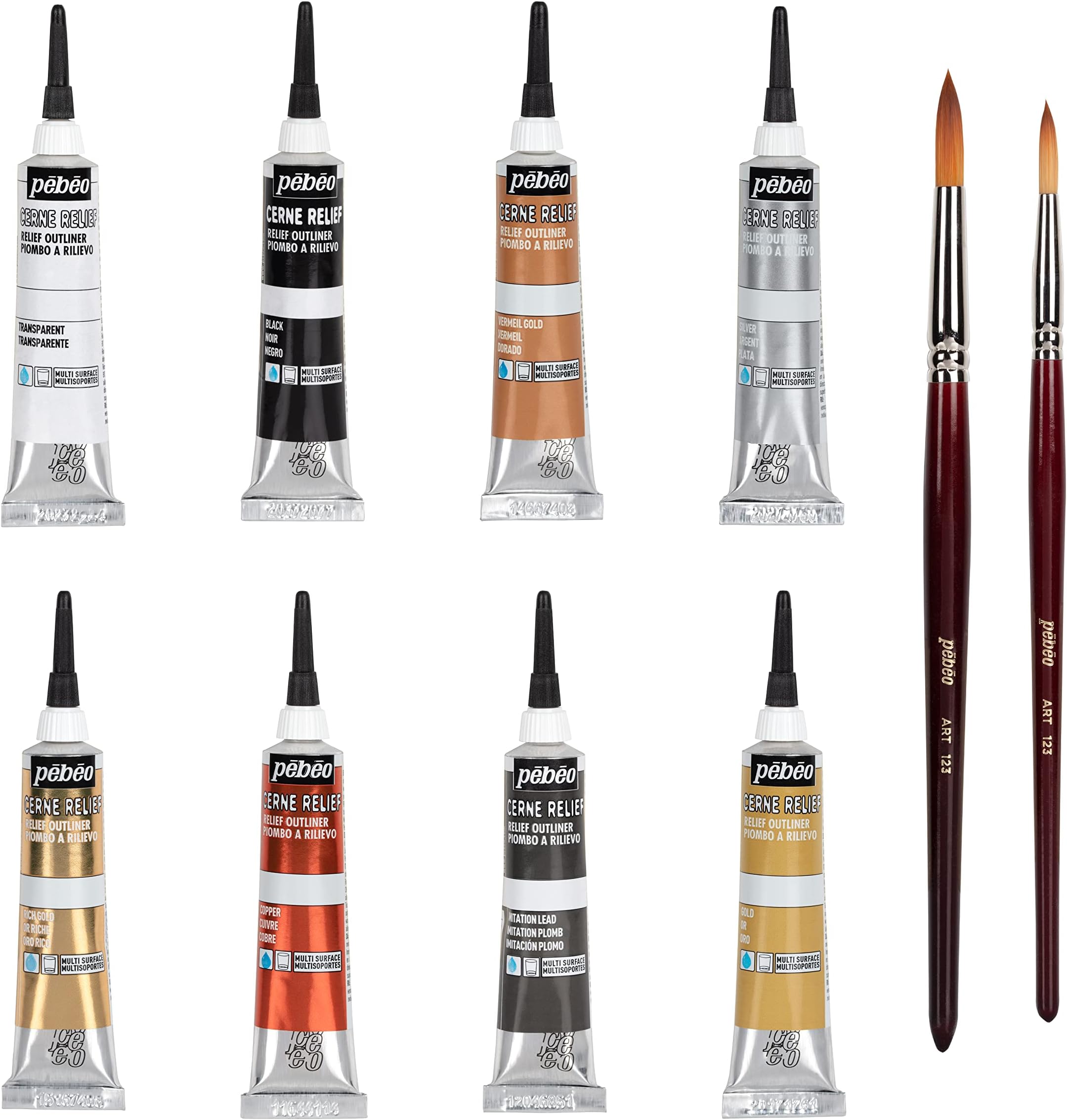 Pebeo Cerne Relief Paint SET 8 x 20