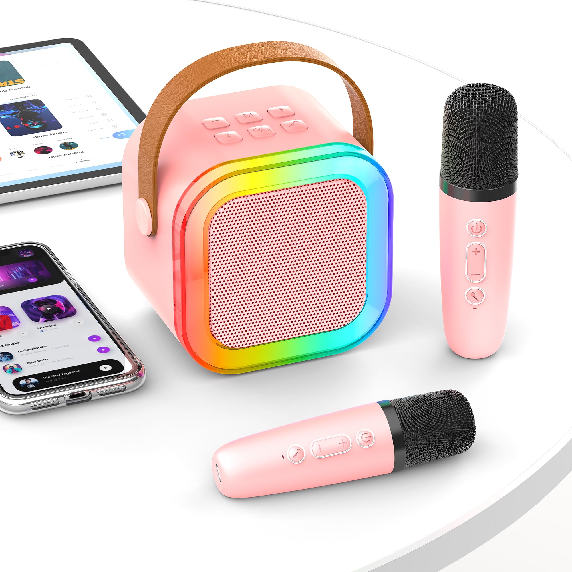 Karaoke Maschine Kinder mit 2 Karaoke Mikrofon Kinder: [Neueste] Mini Karaoke Maschine - Karaoke Anlage mit 2 Mikrofonen -Musikinstrumentzubehör Box - Geschenke für Mädchen Kinder Spielzeug 3-12 Jahre - 2