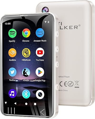 HIFI WALKER Reproductor de MP3 G7 con Bluetooth y WiFi, reproductor MP4 con Spotify y cámara, reproductor de MP3 Android, pantalla táctil 144 GB MP4