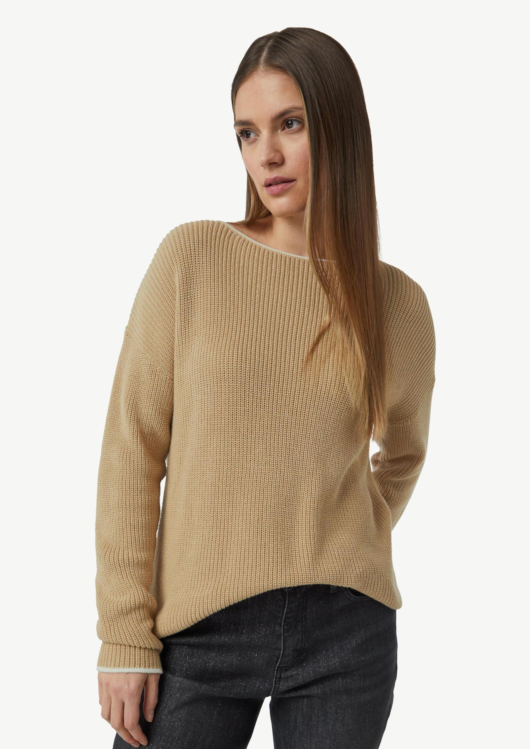 Comma Strickpullover aus Baumwolle mit überschnittenen Schultern