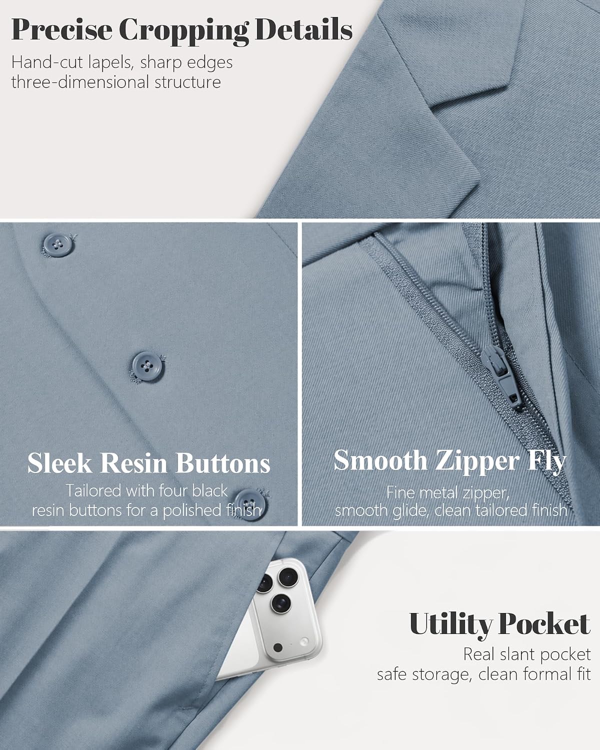  Men's 3 Piece Suit Set with Tie, One Button Slim Fit Solid Jacket Vest Pants, Prom Party Wedding Business Suits for Men thumbnail