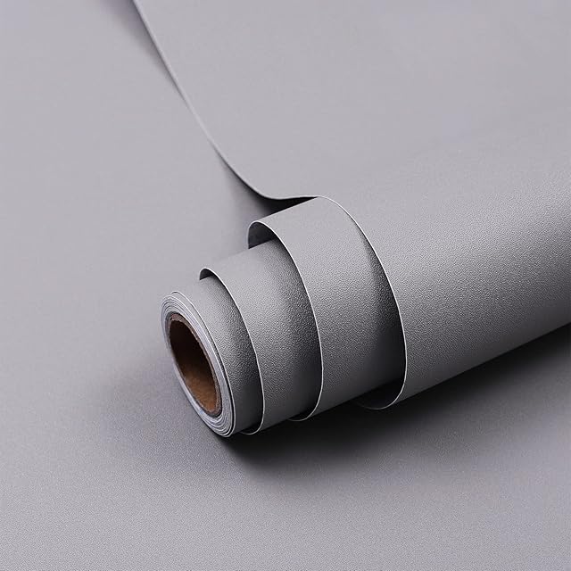 Hode Grey Self Adhesive Wallpaper Furniture Stickers Sticky Back Plastic Peel and Stick Removable Vinyl Film for Walls Shelf Liner Table Door Living Room Easy to Apply 40cm x 300cm