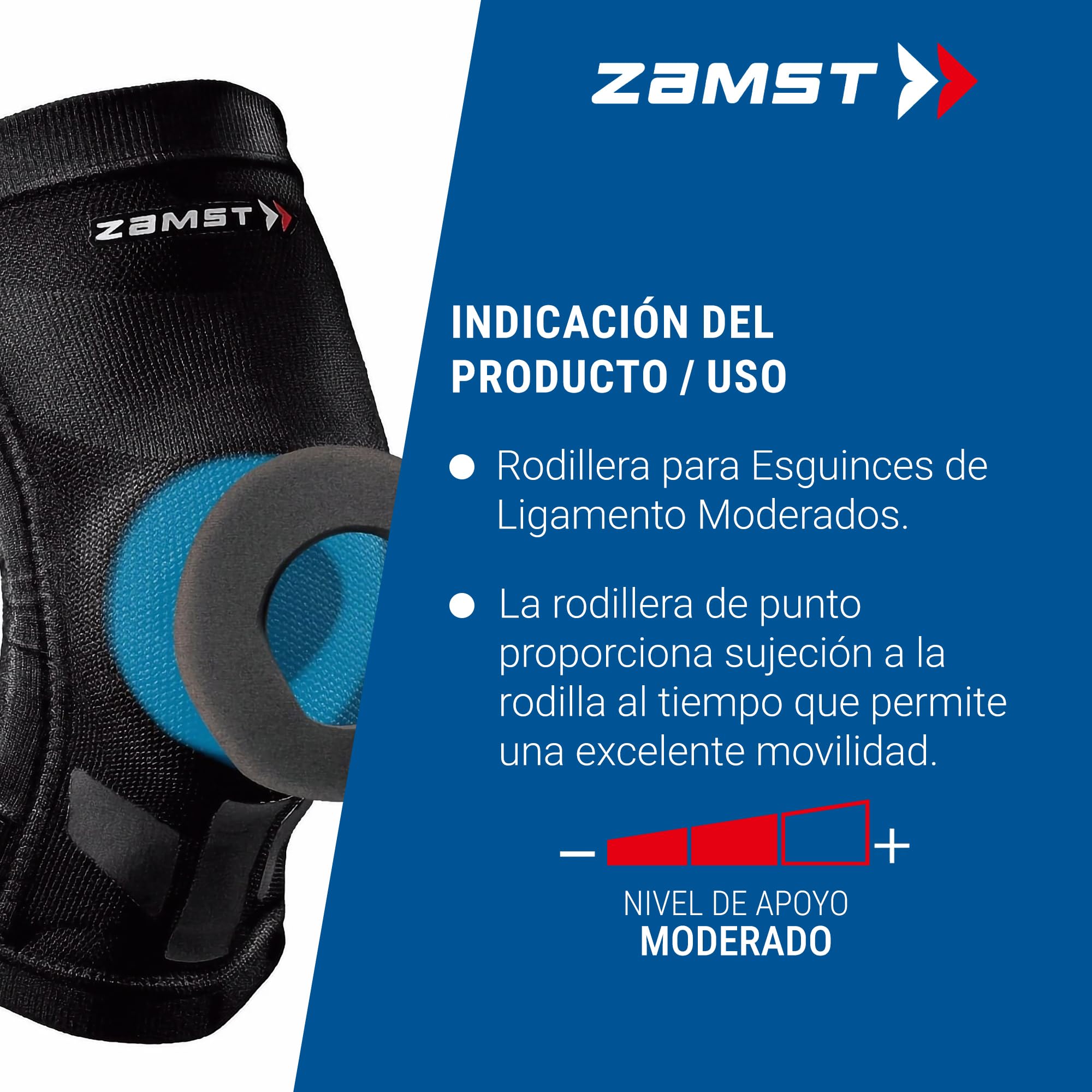 Zamst ZK-Motion Rodillera Deportiva - Rodillera de Compresión de Punto Híbrido para Hombres y Mujeres con Soportes de Resina Flexibles para Protección de Rodillas y Esguinces de LCA, LCM Y LCL - XL