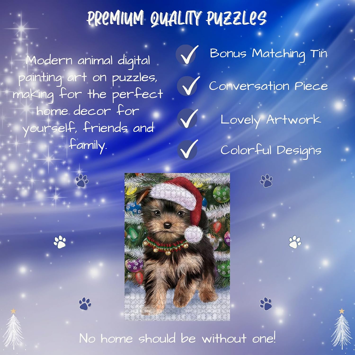Christmas Trotting in The Snow Yorkshire Terrier Dog Jigsaw Puzzle for Adults - Animal Printed Interlocking Puzzle Game Artwork - Gift for Dog Lover's - 1000 Pcs 29.5"x19.7", PZLE54440