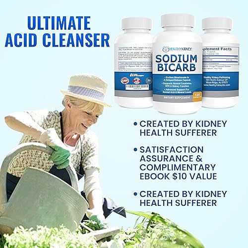 Miniatura 5 de Bicarbonato de sodio 650 mg Cápsulas de liberación retardada para apoyar la función renal normal y suplemento de salud renal. Bicarbonato de sodio