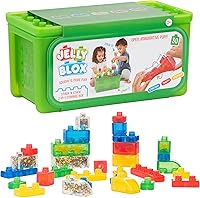 Jelly Blox Stash 'N Stack 2-in-1 Squishy Storage Case with 30 Sensory Blocks - Ouch-Free Toddler Building Toy Ages 2+ MESH Accredited