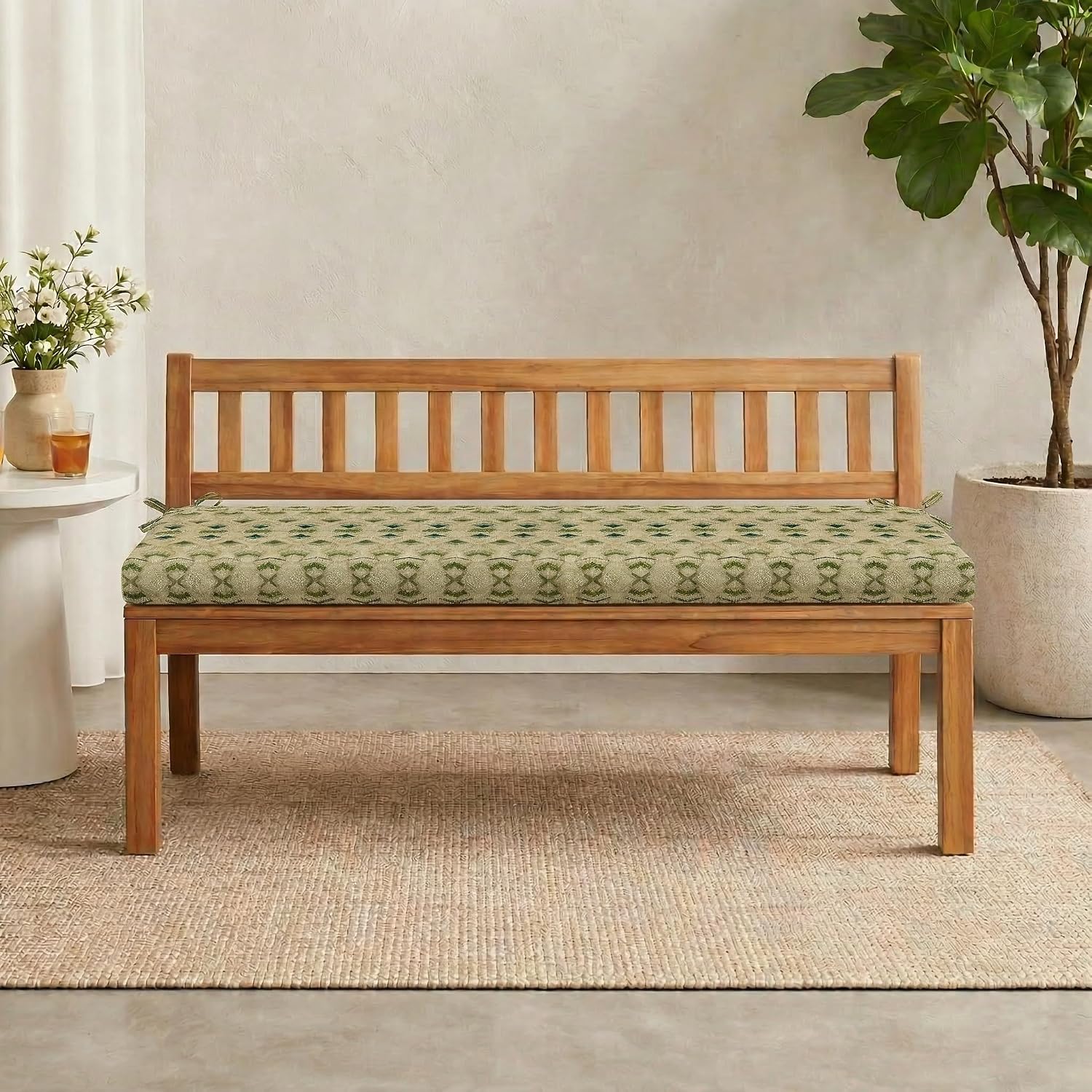 RSH DECOR 2" Foam Bench Cushion – 39" x 17.5" Outdoor/Indoor Seat Cushion, Fade & Water-Resistant, Patio Furniture Replacement (Cabrera Verde) - Made in USA