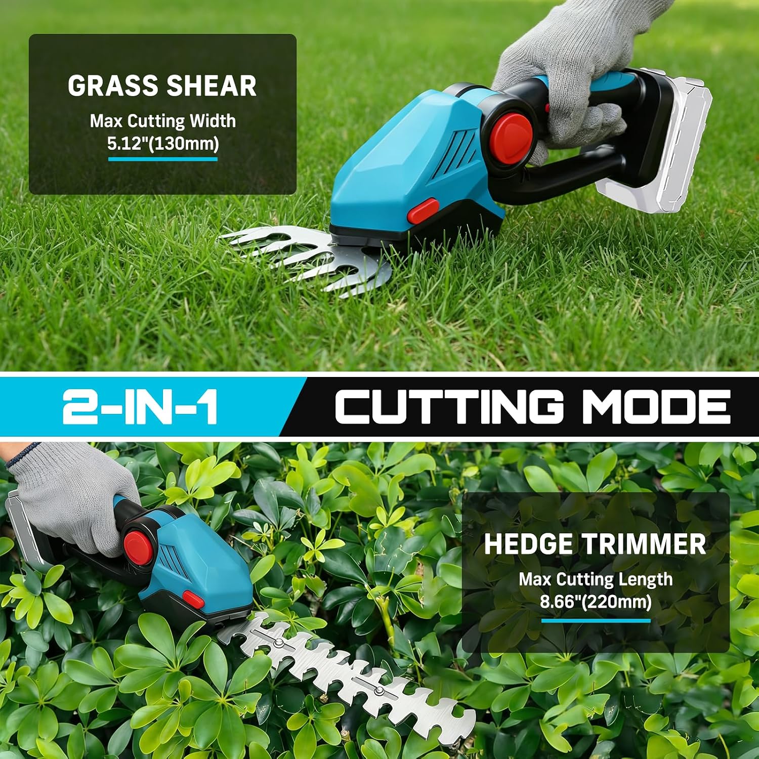 2-in-1 Cordless Hedge Trimmer & Grass Shear (Compatible with Makita 21V MAX Batteries), Garden and Yard Maintenance, and Hedge Trimming. (Tool Body Only)