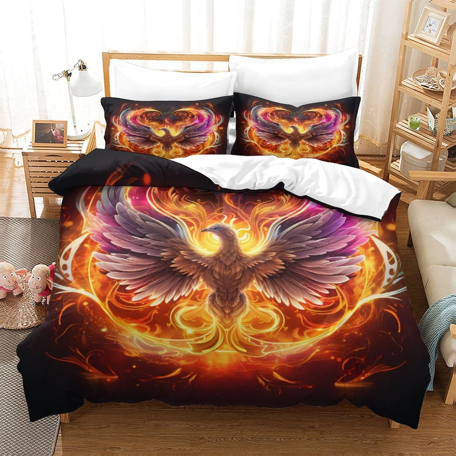 Parure de lit Phoenix 3 pièces 260x220 en microfibre hypoallergénique avec zip