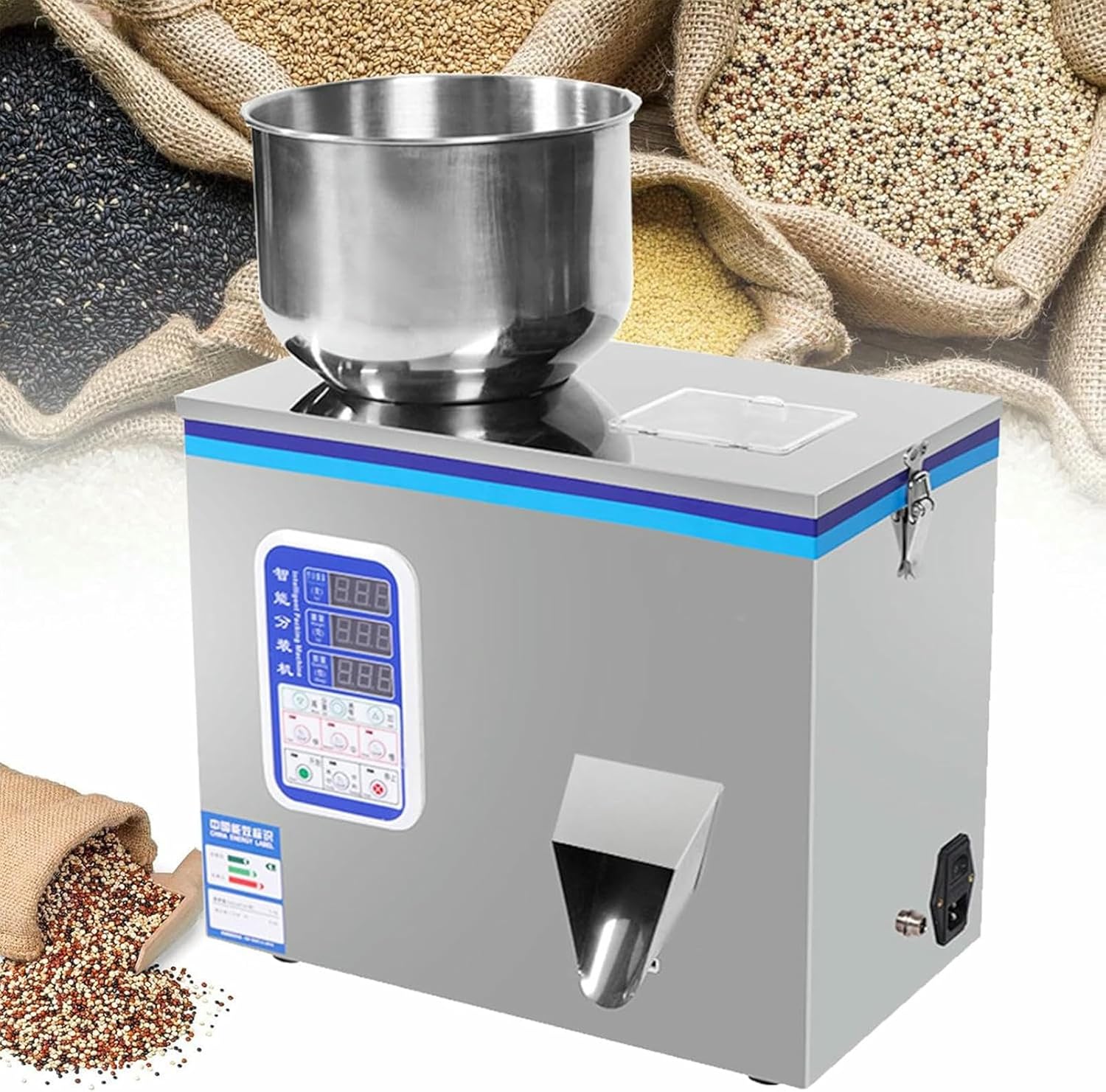 Automatic Powder Particle Weighing Filling Machine,Commercial Granule Dispenser, Filling for Tea Seeds,Grains, Powder (100g)