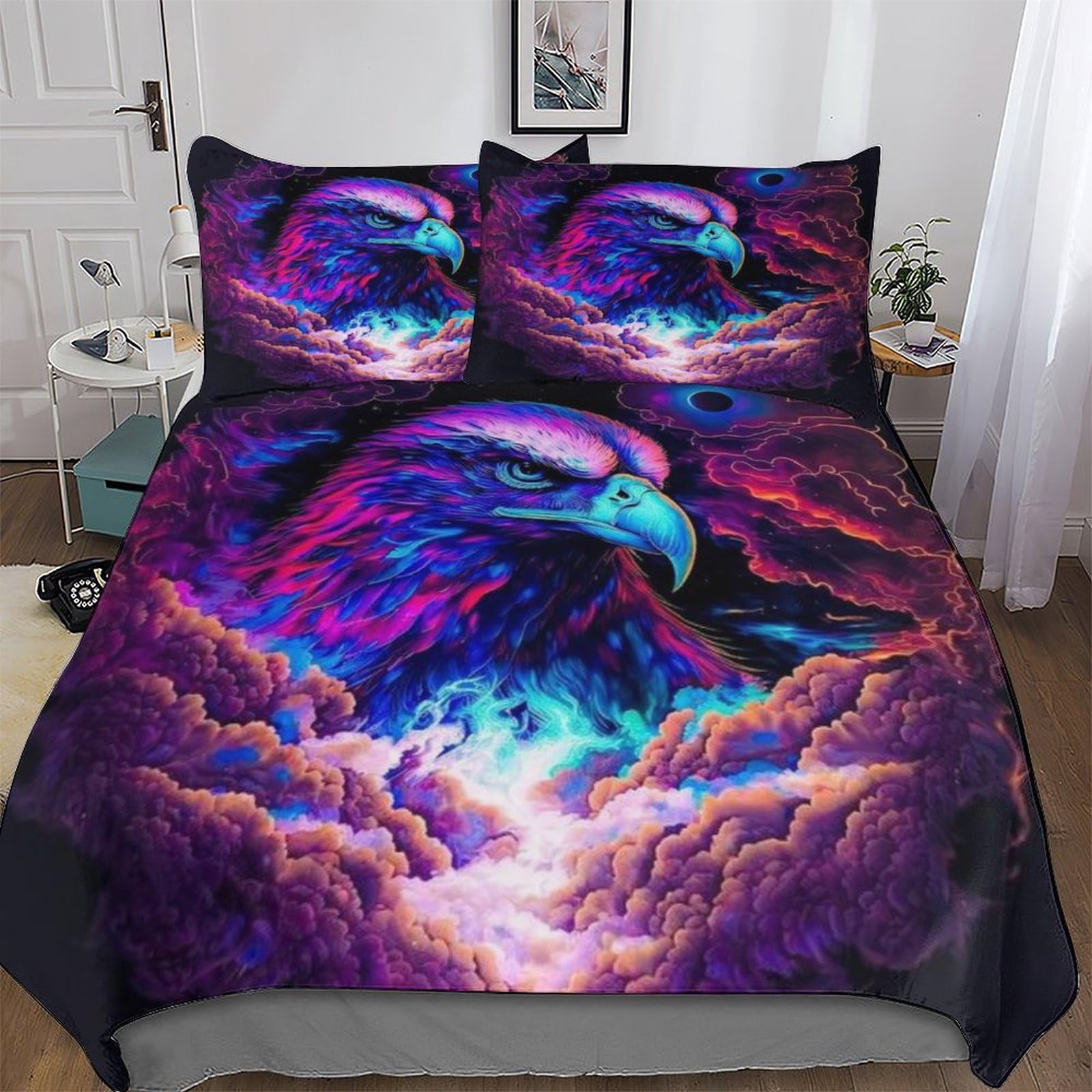 Parure de lit Aigle 3 pièces avec housse de couette 220x240cm et taies en microfibre douce