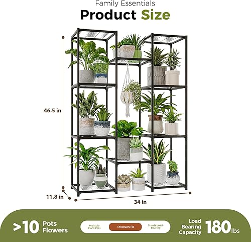 Miniatura 6 de Bamworld Soporte para plantas al aire libre, estante de metal para múltiples plantas, soporte grande para plantas, impermeable, para jardín, sala de