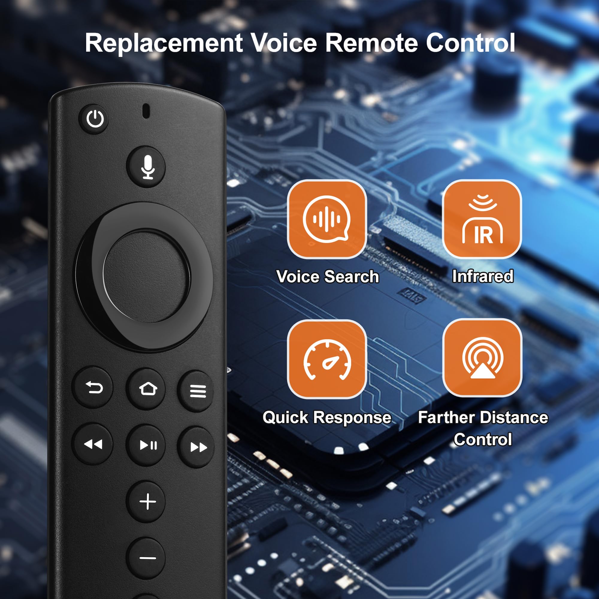 Zamienny pilot głosowy do FireSeries TV Stick (2. generacji/Lite/HD), Fire Stick 4K (Select/Plus/Max/1st/2. generacji), pilot FireStick do Smart TV 3. generacji i Cube (2. / 3. generacji)