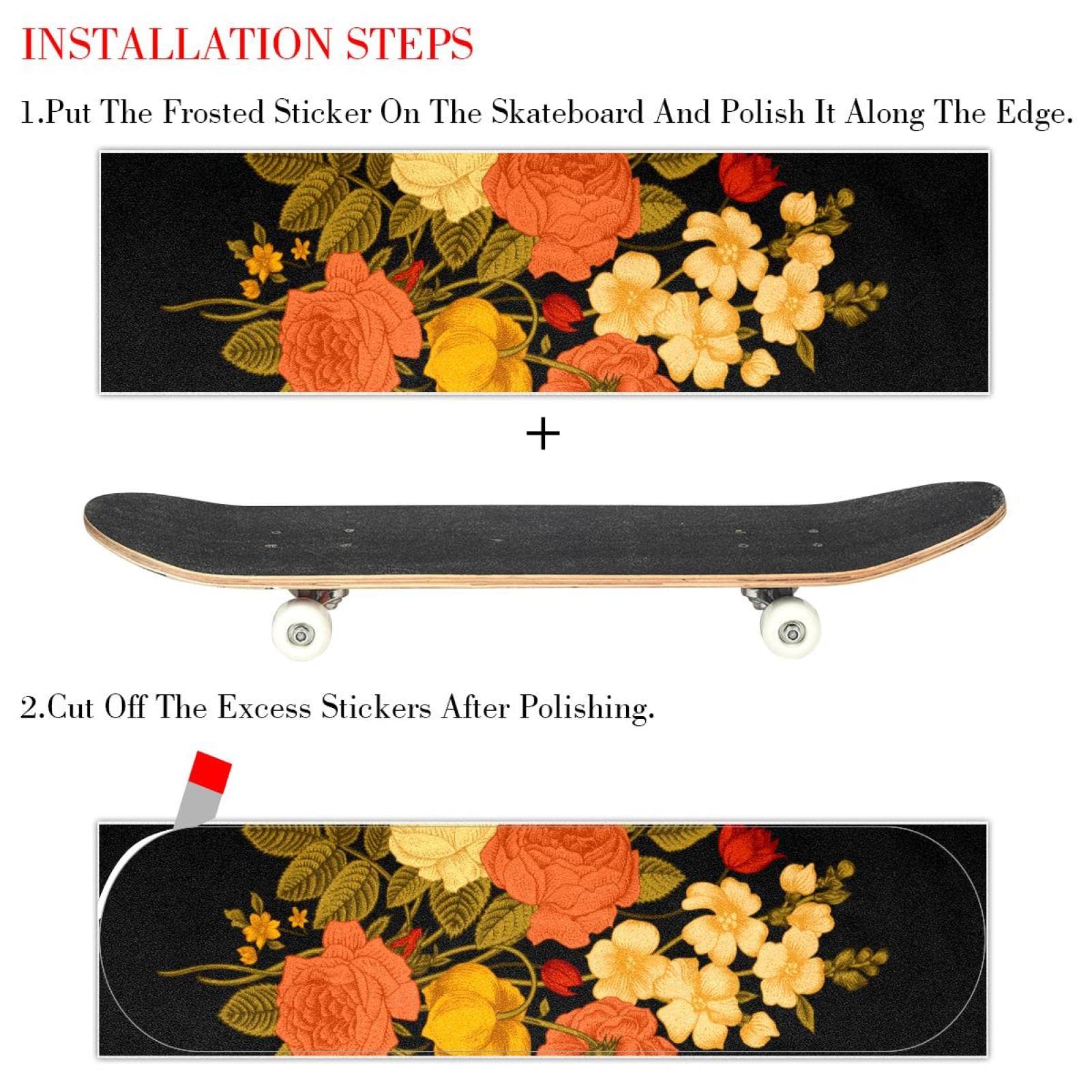 Flower Skateboard-Griptape, Schleifpapier, Longboard, Aufkleber, Scooter, Deck, Sandpapier, 2 Stück