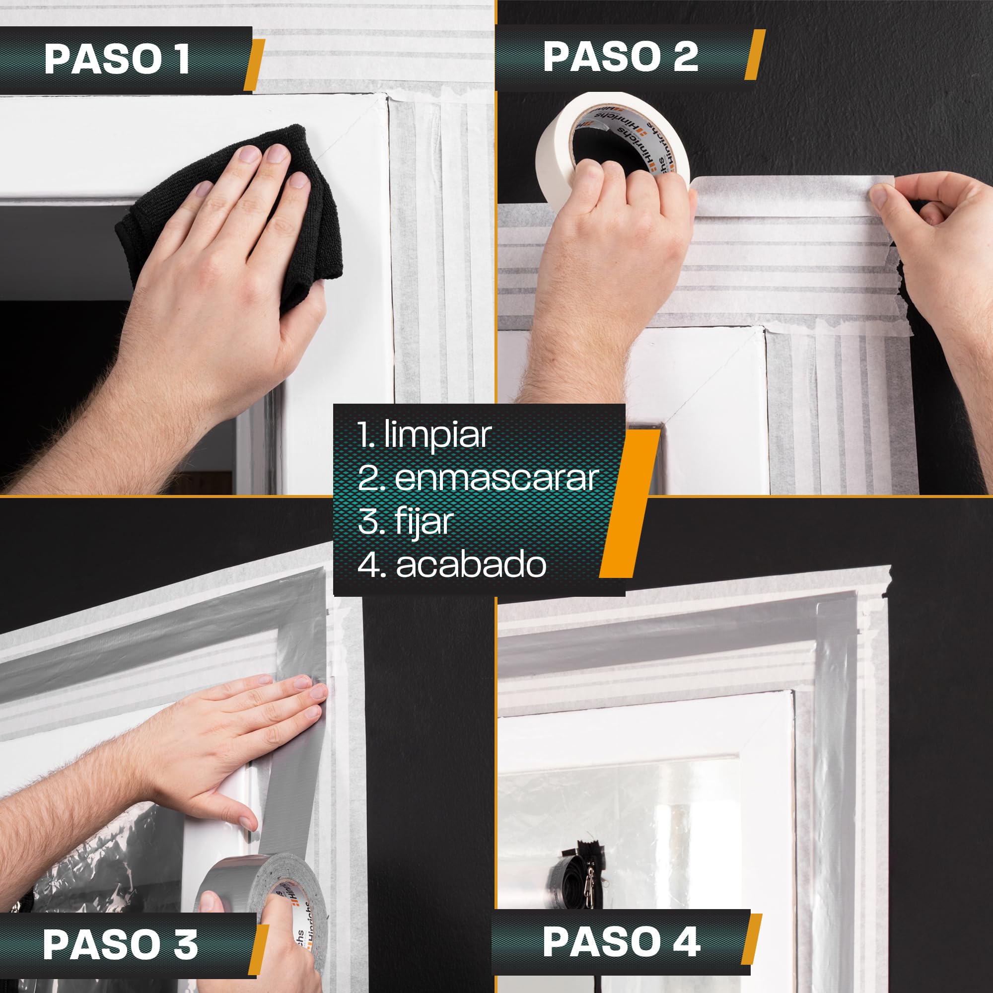 Hinrichs 2 protectores para puerta con cremallera, 220 x 120 cm, para puerta de construcción, transparente, con cremallera, lámina protectora para pintor, protección contra el polvo y la suciedad