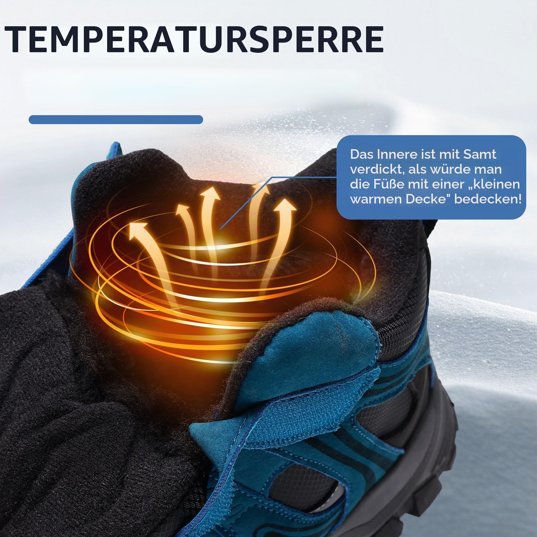 ASHION Kinder Winterschuhe Jungen Mädchen Schneestiefel Warm Gefütterte Trekking Stiefel,Himmelblau,37 EU