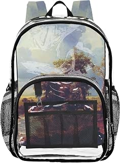 Travel Clear Bags for Women North Fork Platte Nebraska Landscape Painting Kids Backpack Boys Girls Plastic School Clear Bookbag