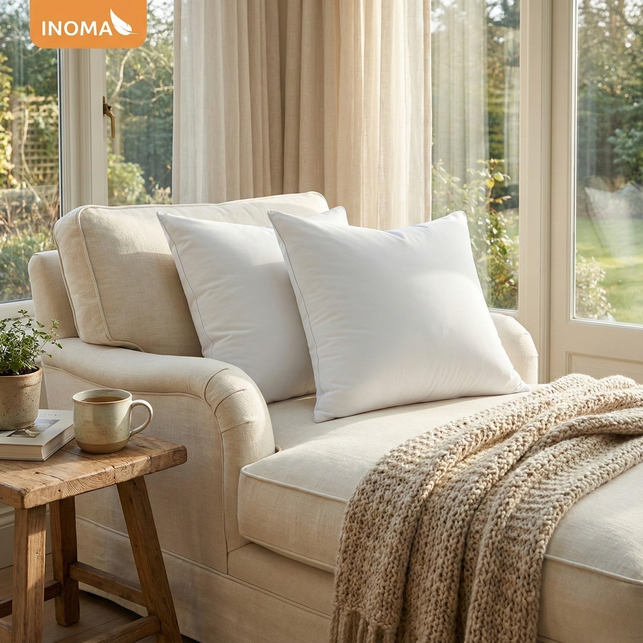 INOMA Wellness-Kissen Capri 80x80-2er Set -, Hotel Kissen, Ultra Soft Federn Daunen Mischung (90% Federn, 10% Daunen), Made in Germany, Oeko-TEX, allergikerfreundlich, Ganzjahr