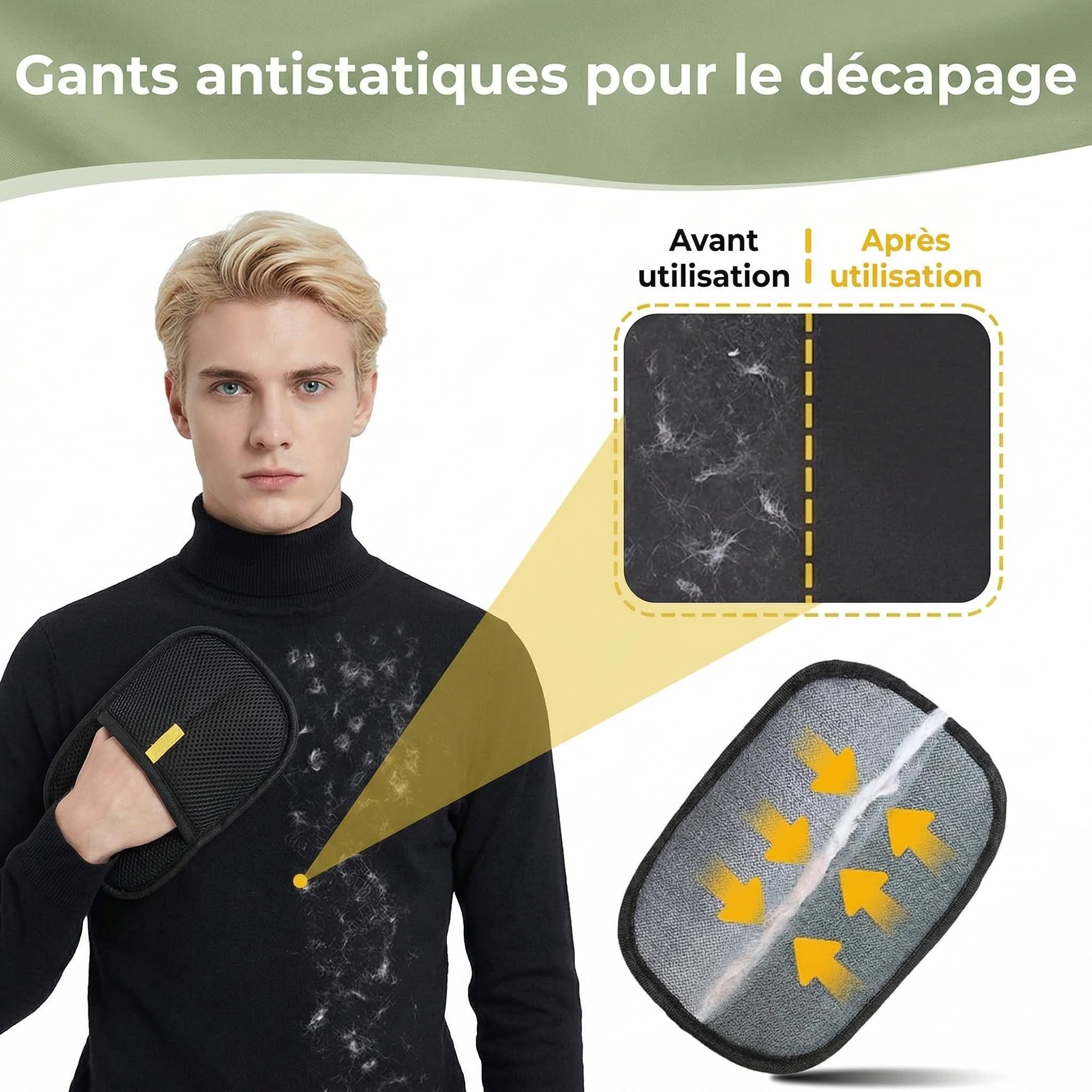 Le Comptoir Animalier FurFree - Gant Anti Poils Animaux Réutilisable et Écologique pour Nettoyer Canapé Vêtements et Toiletter Chat Chien (1 Gant) - 5
