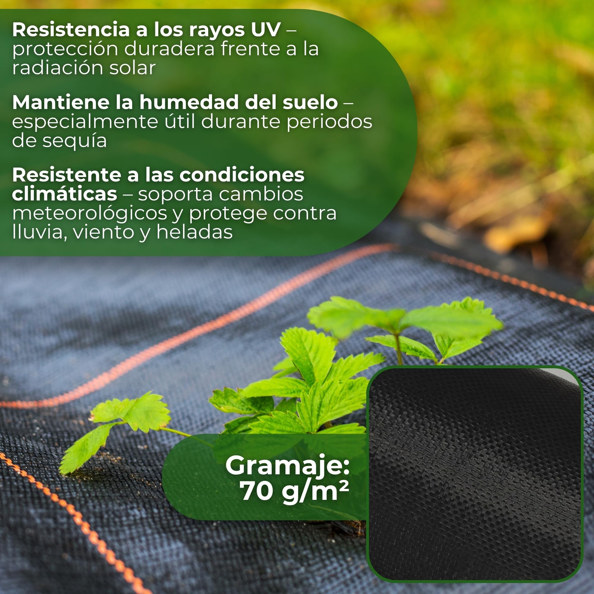 SPRINGOS Malla Antihierbas para Jardín 1,1 x 100 m 70g/m2