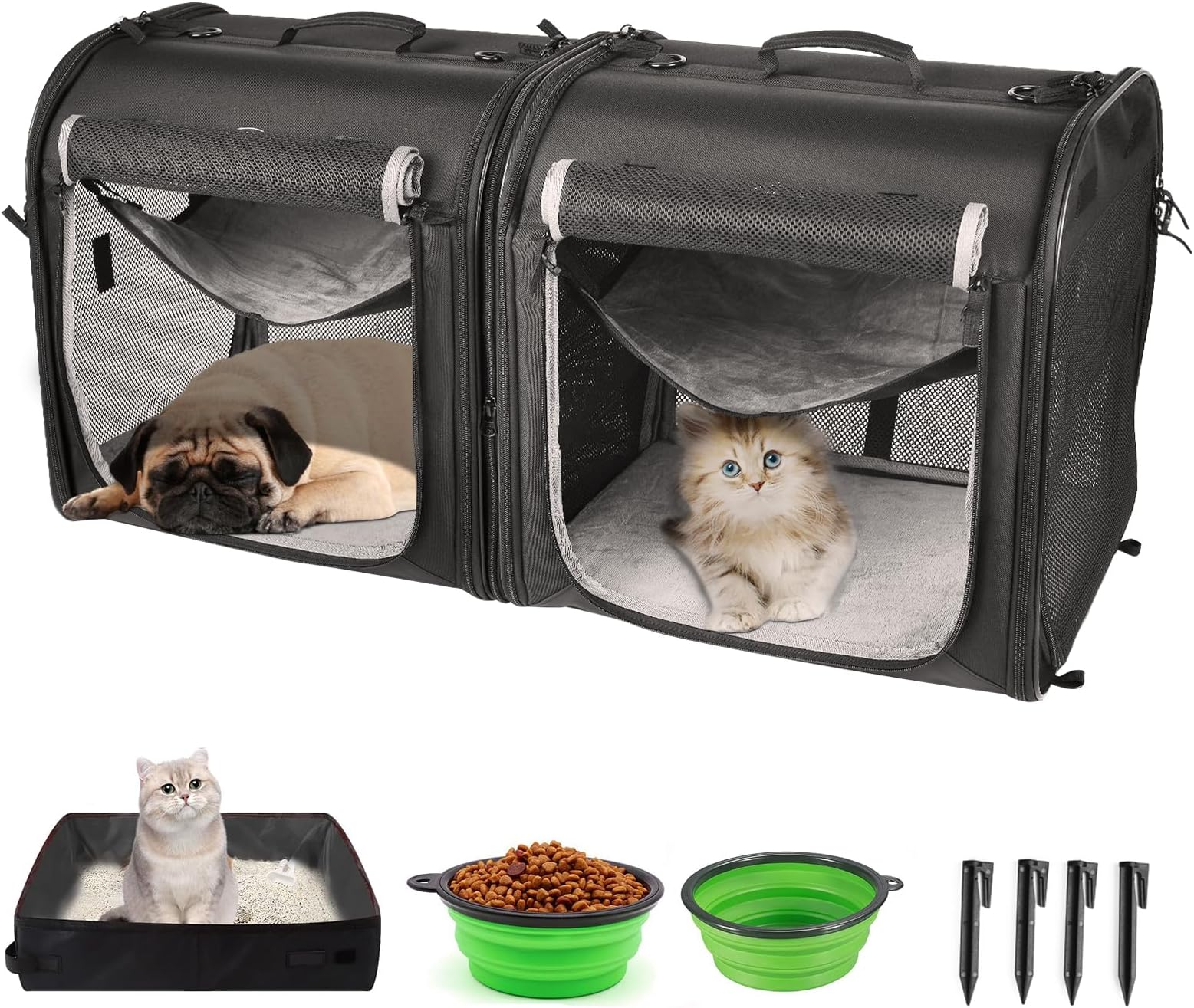 wakytu Portable 2in1 Pet Carrier for Medium Dogs Large Cat 2 Cats