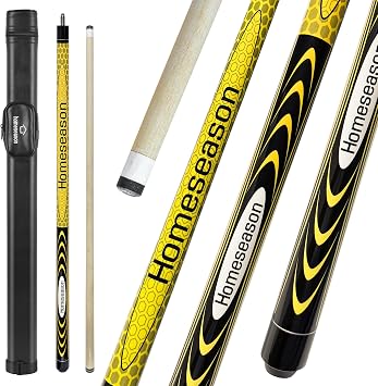 HomeSeason 58" Pool Cue Stick 19.5oz Cue Sticks Professional Low Deflection Billiard Pool Sticks 13mm Tip with Leather Bag for Home Bar Adults Pro Player