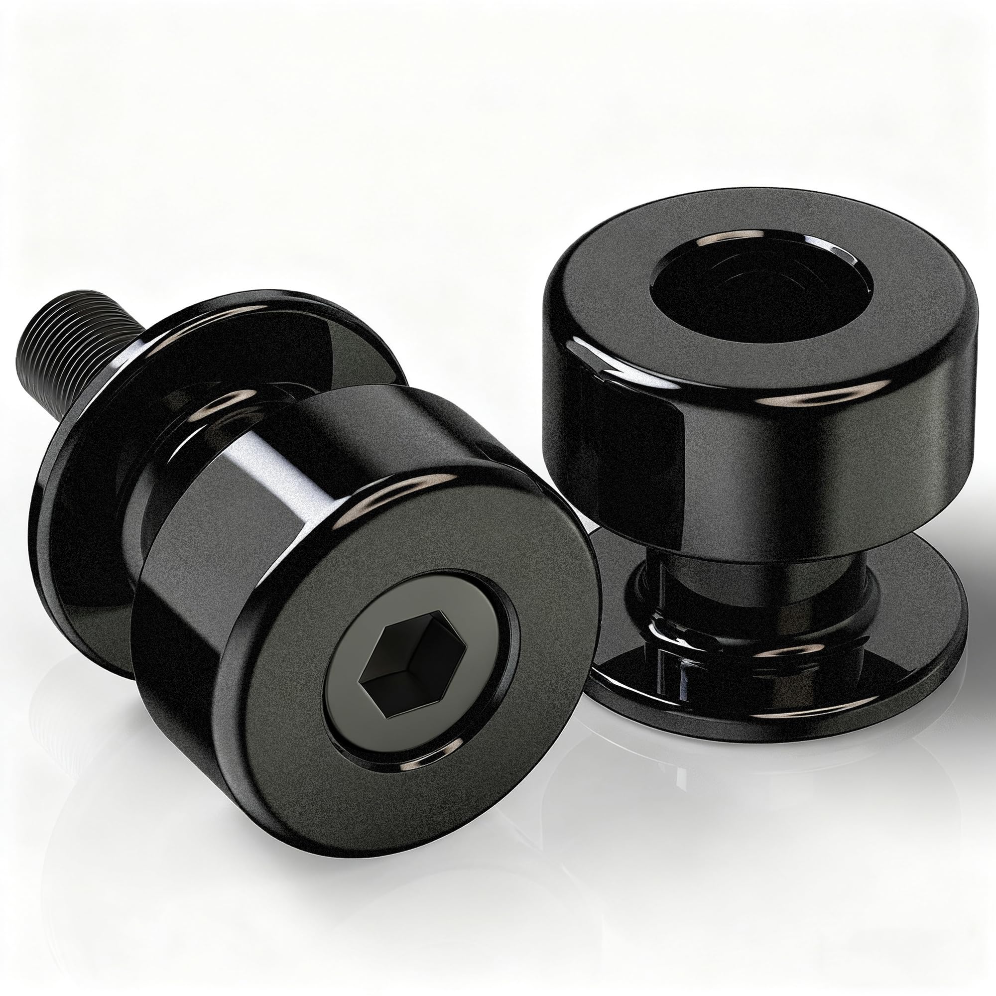 RENO 10MM Swingarm Spools Sliders Stand, 304 Stainless Steel Universal M10 x 1.5 Motorcycle Frame Sliders Fit for 390 690 790 890 1290 990 SUPERMOTO R/T RC 390 NORDEN 901 (Black, 2 Pcs)