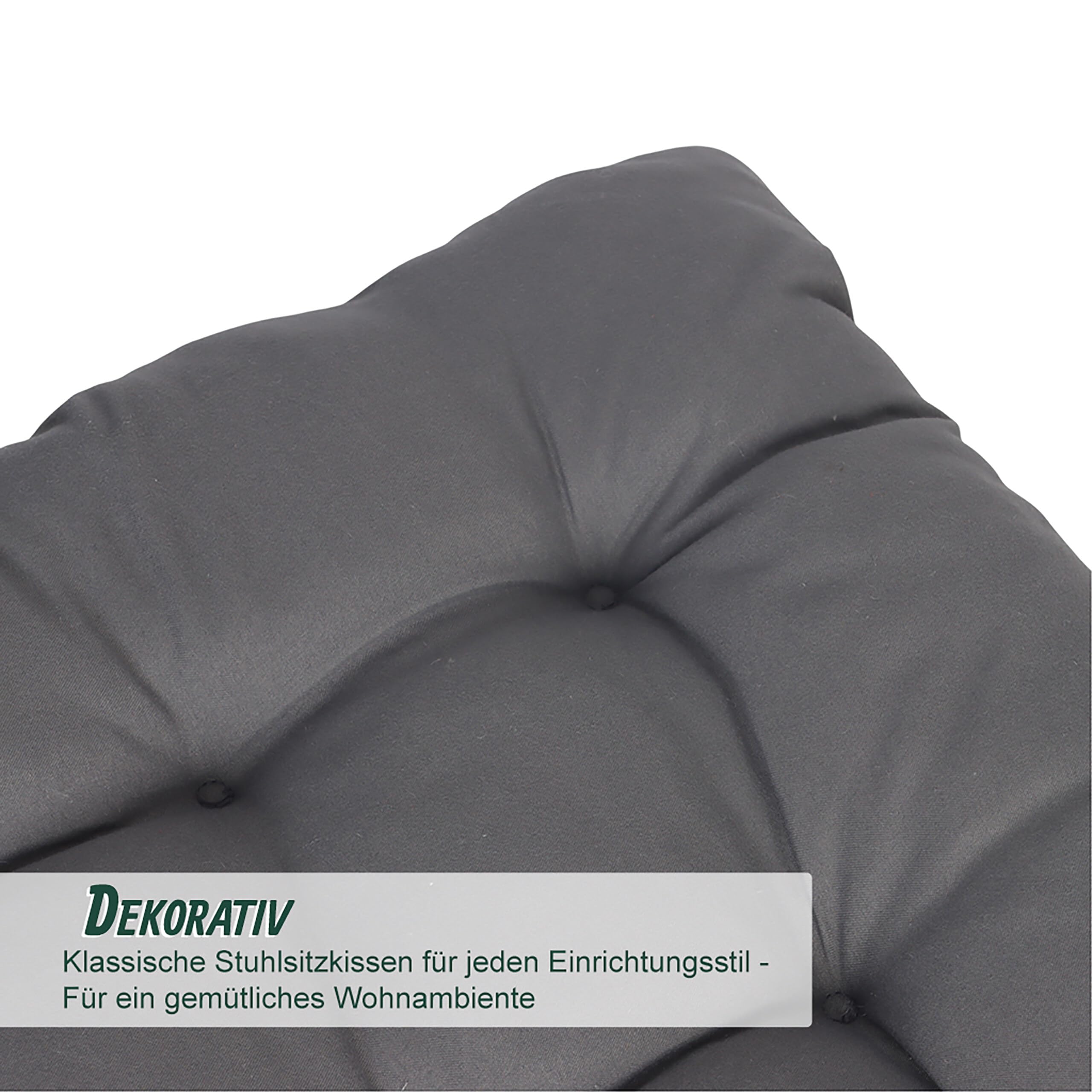 Relaxdays Stuhlkissen, 4er Set, 40x40 cm, Gesteppte Sitzpolster mit Bändern, Indoor & Outdoor, Polyesterbezug, Farbwahl