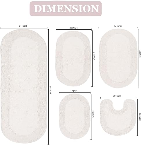 Miniatura 2 de Home Weavers Double Ruffle Collection - Juego de alfombras de baño 100 % algodón, lavables, extrasuaves y absorbentes, tapete de cocina, tapete de