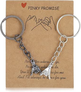 Ouligay Matching Couple Keychain Gift for Boyfriend and Girlfriend, Pinky Promise, Best Friend Birthday Gift for Women