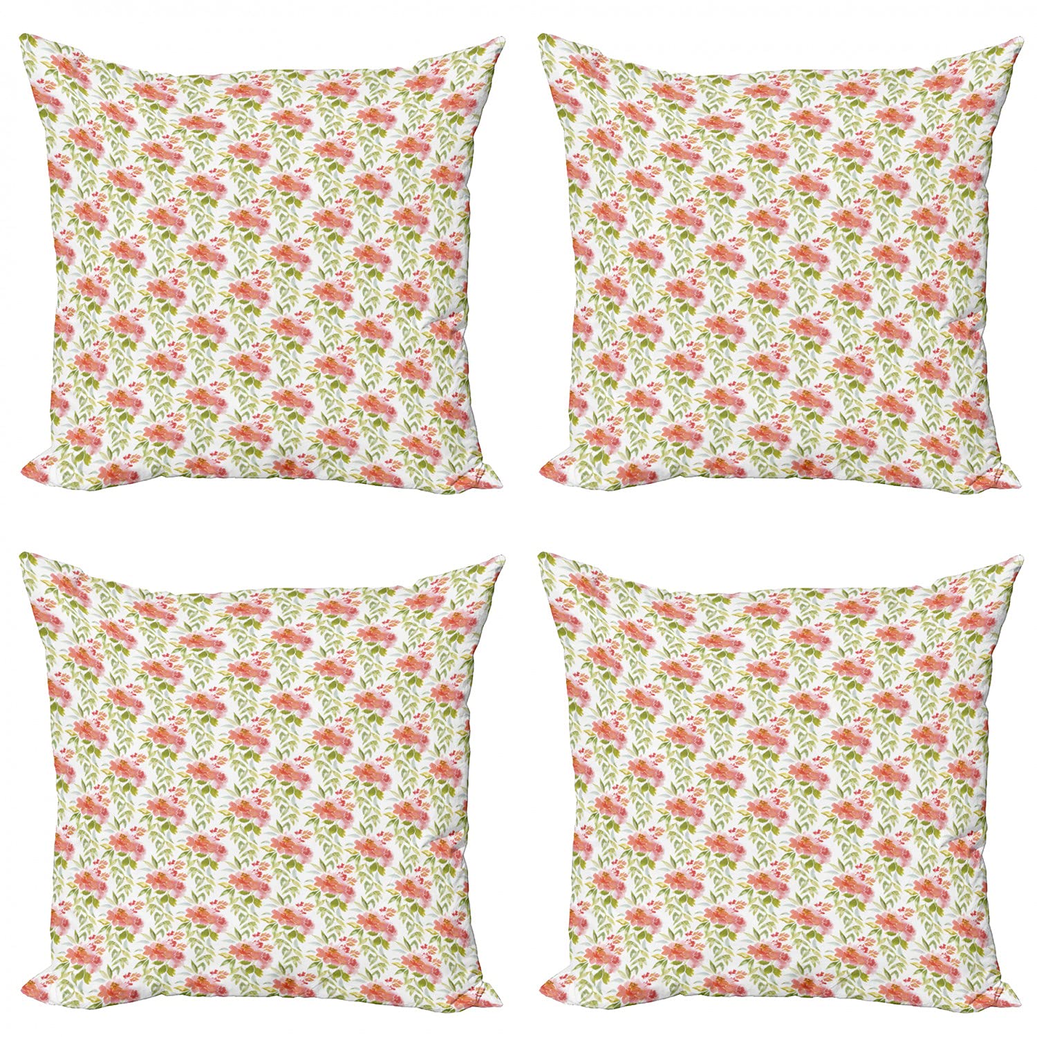 Set 4 Federe Cuscino 60x60 Cm ABAKUHAUS - Pavone Che Fa La Ruota - Stampa Digitale Fronte/Retro Con Cerniera - Multicolore