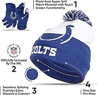 Vista 89 de Ultra Game Gorro de invierno de punto súper suave oficial de la NFL con guantes extra cálidos para pantalla táctil