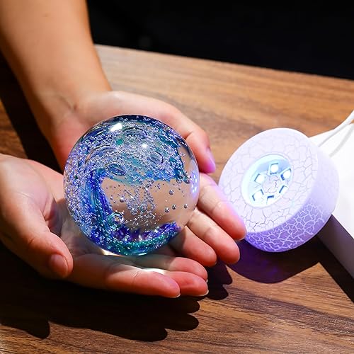 Miniatura 2 de Bola de cristal soplada a mano con olas del océano, decoración de cristal, figuras coleccionables costeras, esfera, pisapapeles, bola de vidrio,