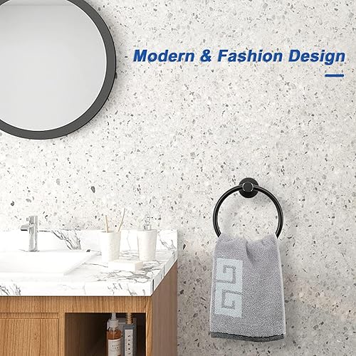 Miniatura 73 de NearMoon Anillo de toalla de baño, accesorios de baño, soporte grueso de acero inoxidable para toallas de baño, moderno colgador redondo para Negro