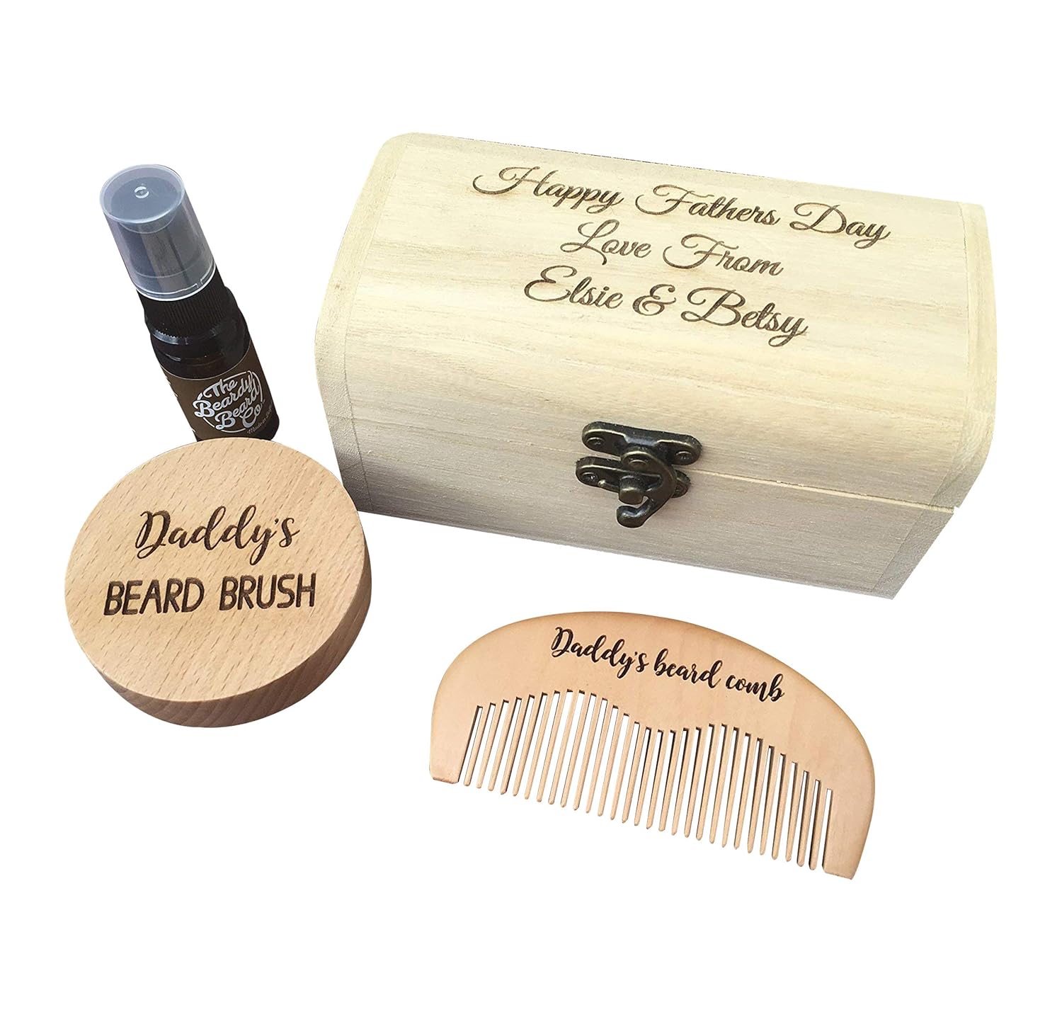 Moustache Comb Beard Brush Gift Box Personalised Gift Set Wooden